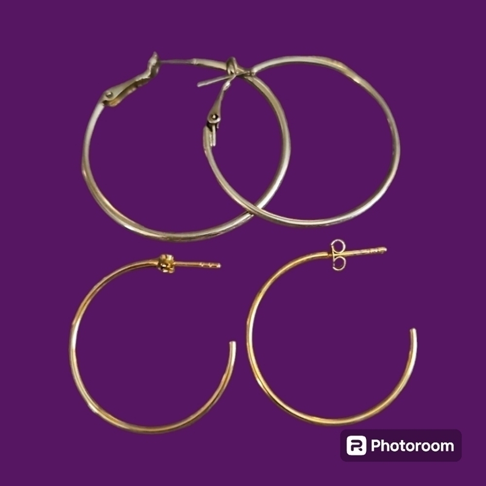 3/$30 Silvertone Huggie Hoop Earrings and Goldtone Hoop Post Earrings